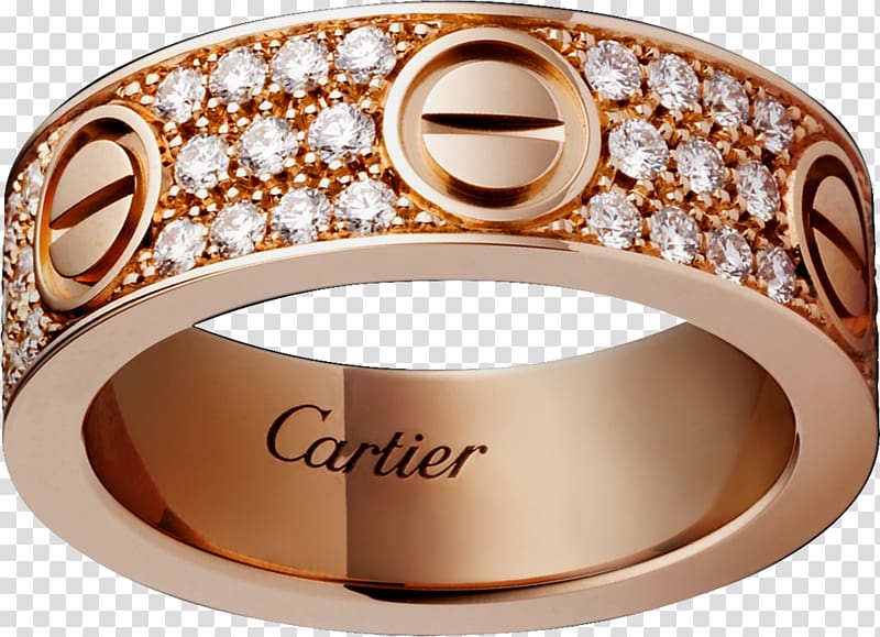 Cartier Love bracelet Ring Gold Diamond, Pink Ring transparent background PNG clipart