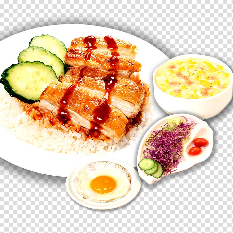 Hainanese chicken rice Chinese cuisine European cuisine Bibimbap Poster, According chicken rice row transparent background PNG clipart