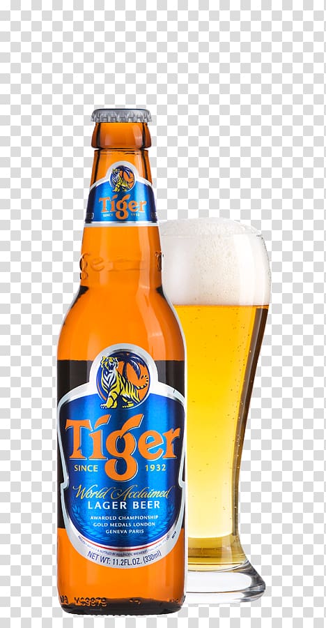 Wheat beer Beer bottle Ale Lager, Tiger beer transparent background PNG clipart
