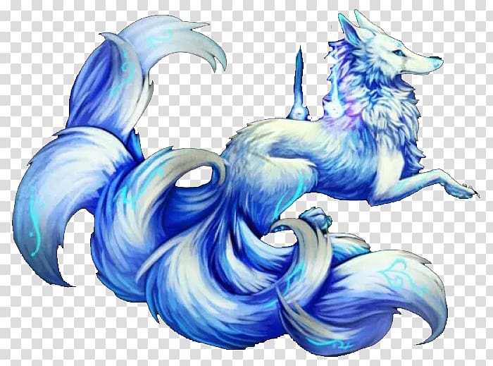 blue and white fox illustration, Nine-tailed fox Gray wolf Arctic fox Nick Wilde, Iceberg snow fox transparent background PNG clipart