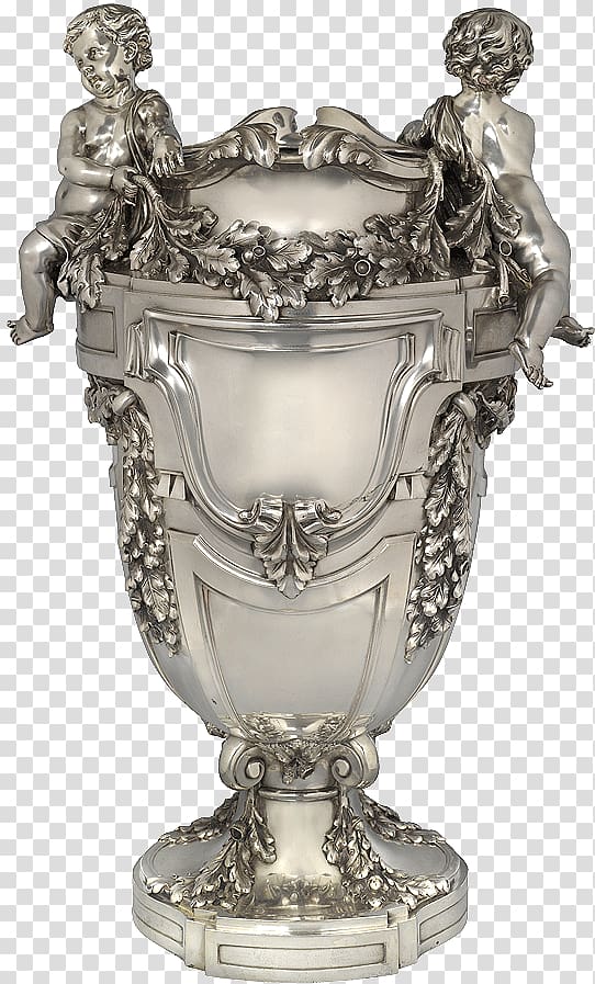 Silver-gilt France Louis XVI style Vase, silver transparent background PNG clipart
