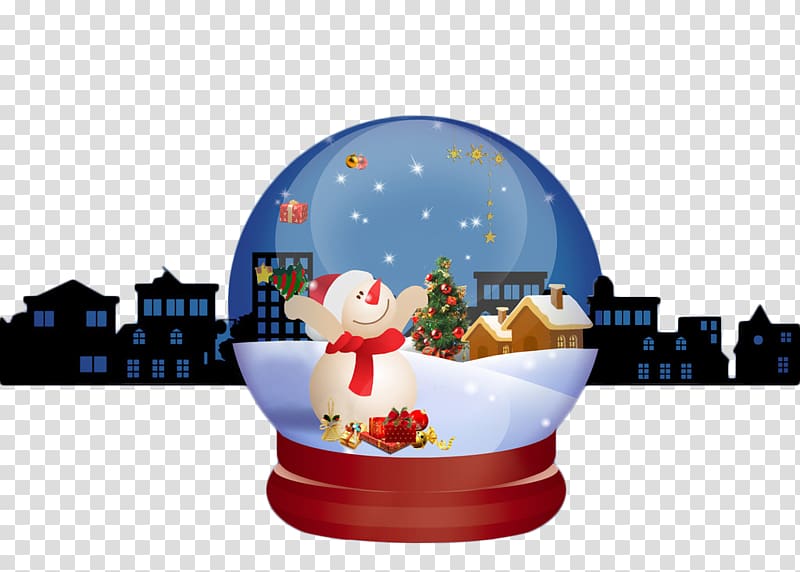 Santa Claus Christmas Snowman Glass, Glass sphere snowman scene transparent background PNG clipart