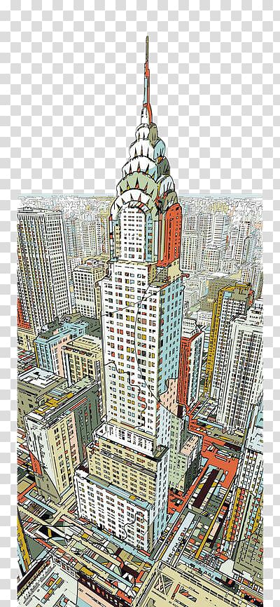 Manhattan AllPosters.com Painting Illustration, Illustration, city, skyscraper transparent background PNG clipart