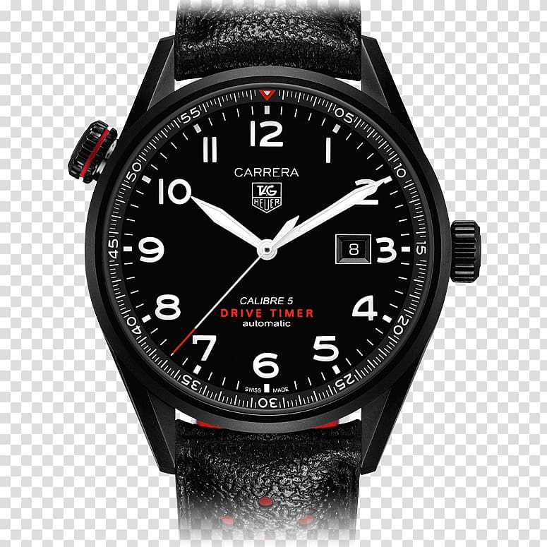 TAG Heuer Carrera Calibre 5 Diving watch Chronograph, watch transparent background PNG clipart