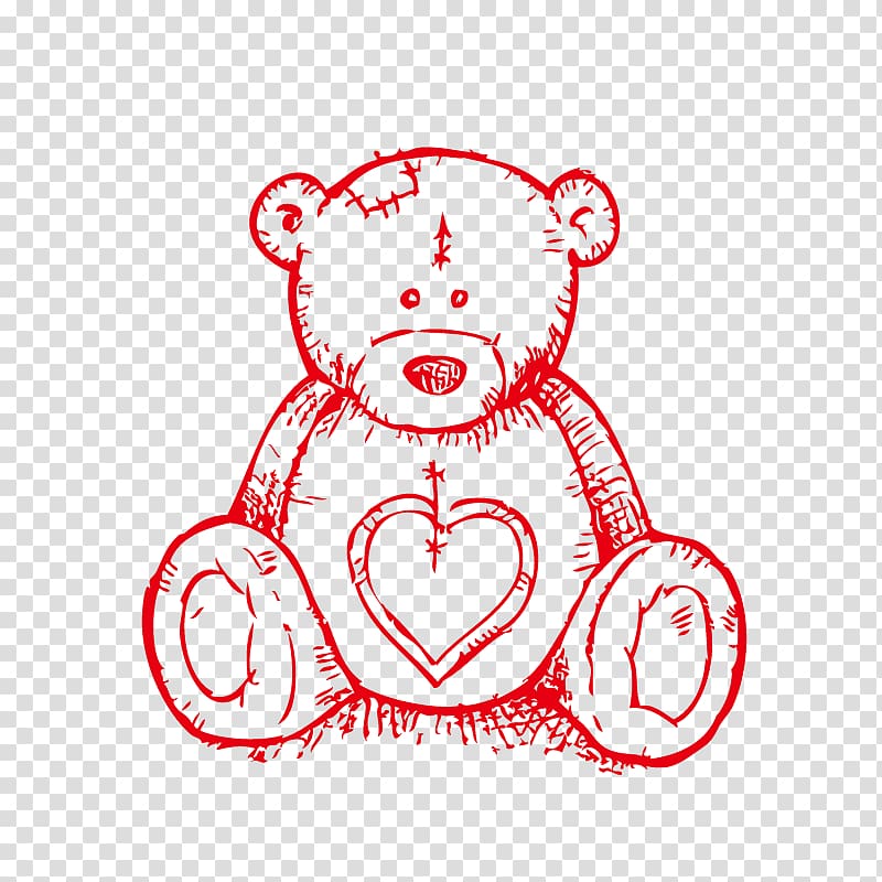 Teddy bear Drawing Illustration, Love Bear painted transparent background PNG clipart