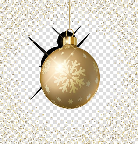 Light Christmas ornament Christmas card, Golden Christmas Ball transparent background PNG clipart