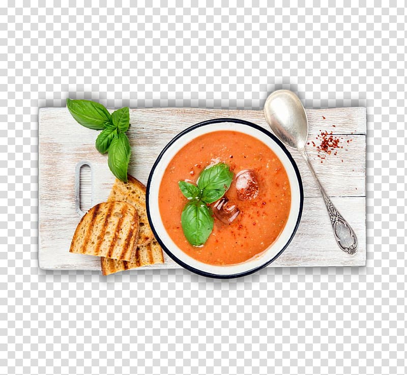 Tomato soup Gazpacho Chicken soup Pizza, Nutritious breakfast transparent background PNG clipart