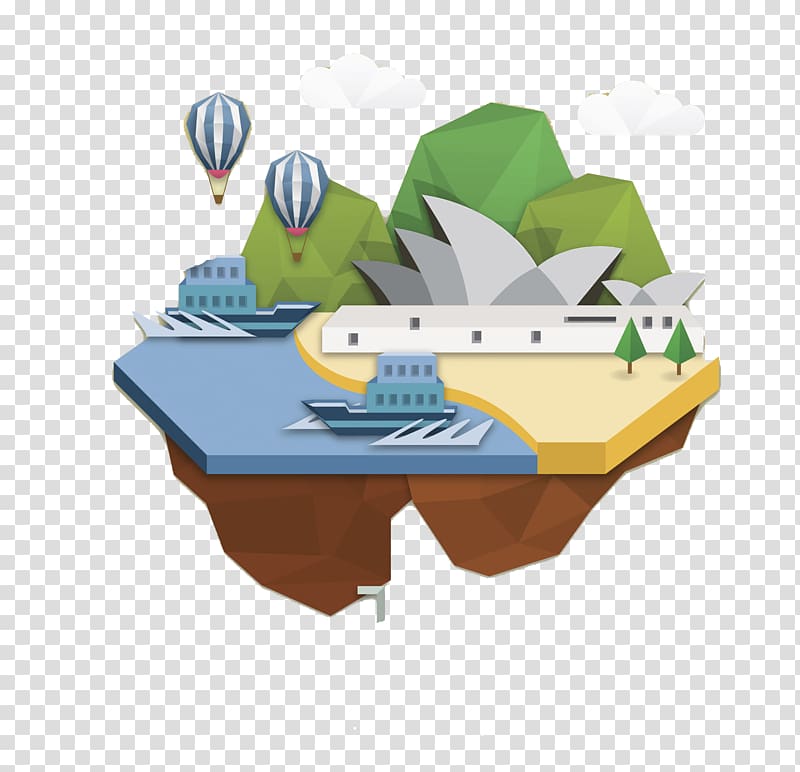 Illustration, Hand painted suspended Island transparent background PNG clipart
