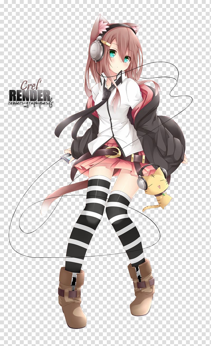 Catgirl Anime Chibi Kavaii, maneki neko transparent background PNG clipart