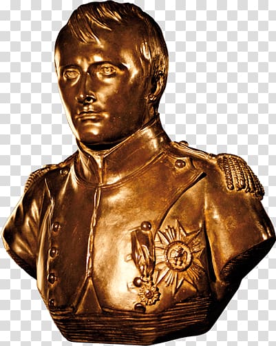 man wearing service uniform bust statuette, Napoleon Bronze Bust transparent background PNG clipart