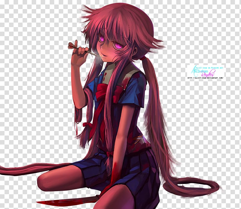 Yuno Gasai Anime Future Diary, Anime transparent background PNG clipart