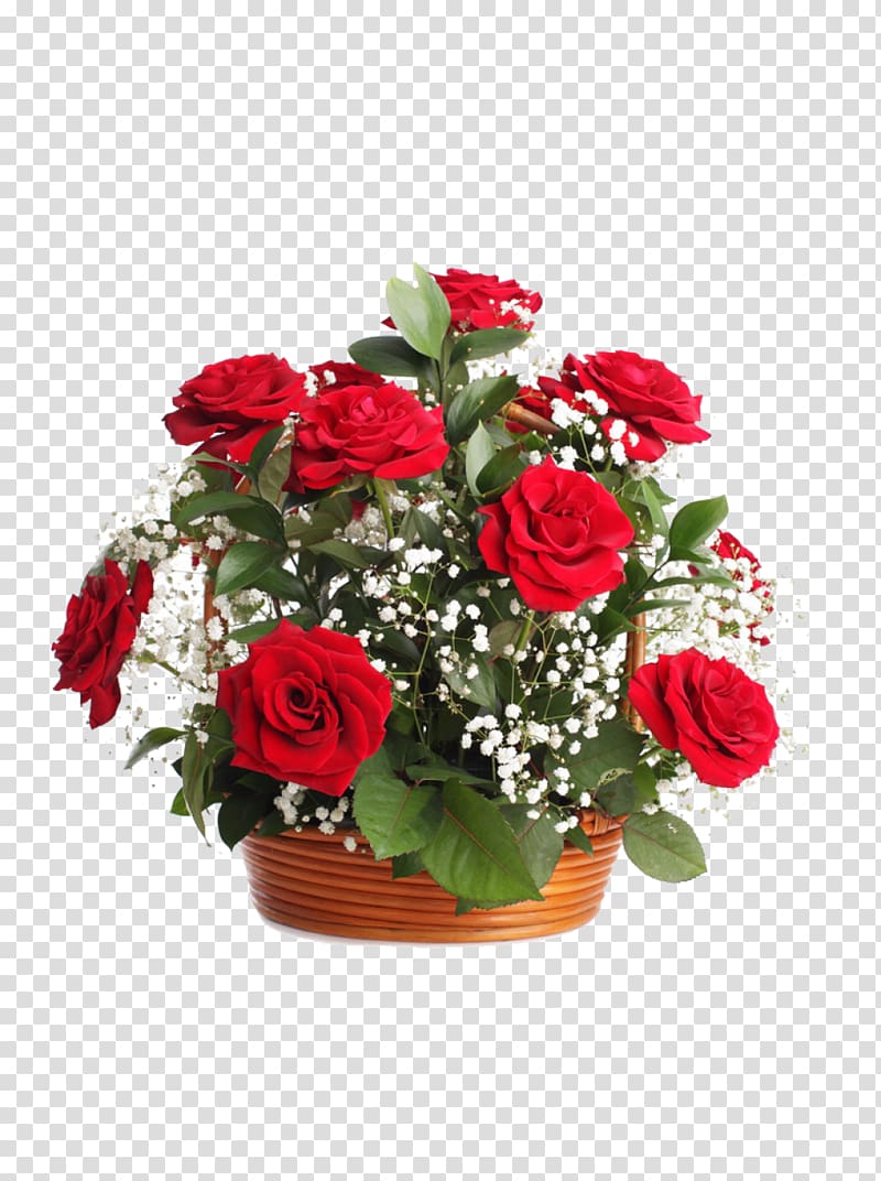 Basket Rose Flower Floristry Gift, rose transparent background PNG clipart