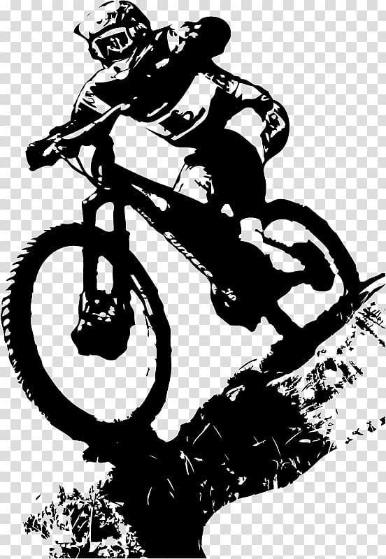 man riding BMX bike wearing helmet black and white , Downhill mountain biking Bicycle Cycling Mountain bike, cross tattoo transparent background PNG clipart