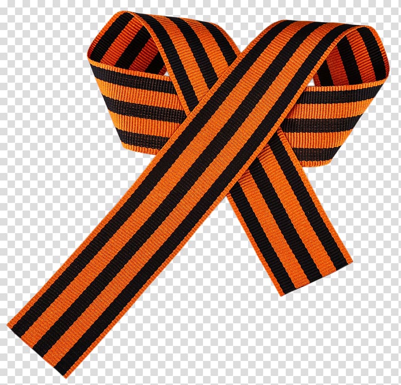 Black and orange ribbon of St George isolated on transparent