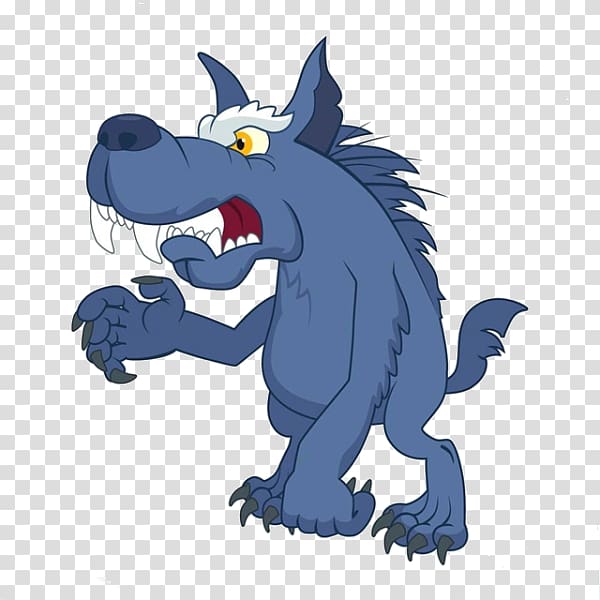 Gray wolf Werewolf Cartoon Illustration, Cartoon wolf material transparent background PNG clipart