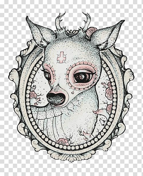 Calavera Deer Day of the Dead Skull Drawing, deer transparent background PNG clipart