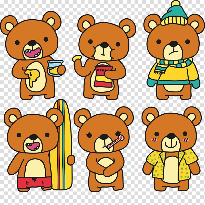 Brown bear Teddy bear Drawing, Cute brown bear material transparent background PNG clipart