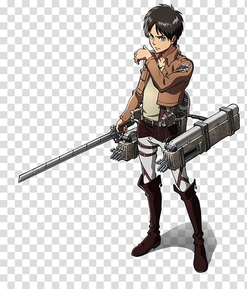 Fictional male character holding two swords art, A.O.T.: Wings of Freedom  Grand Theft Auto: San Andreas Eren Yeager Mikasa Ackermann PlayStation 4,  Ataque Alos Titanes Free transparent background PNG clipart