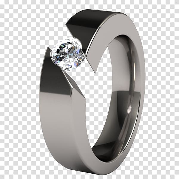 Wedding ring Engagement ring Titanium ring Diamond, titanium transparent background PNG clipart
