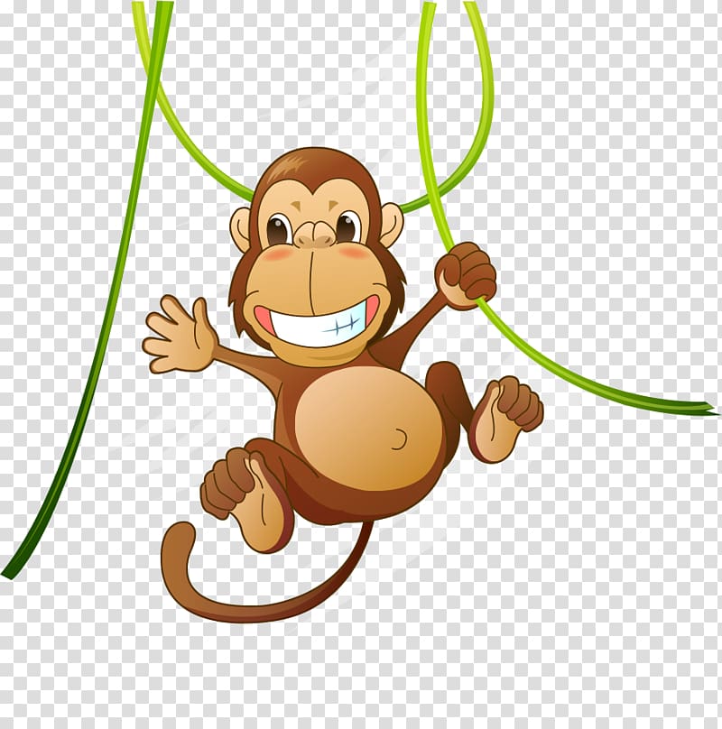 hanging monkey illustration, Baby Jungle Animals , Cute animal cartoon monkey transparent background PNG clipart