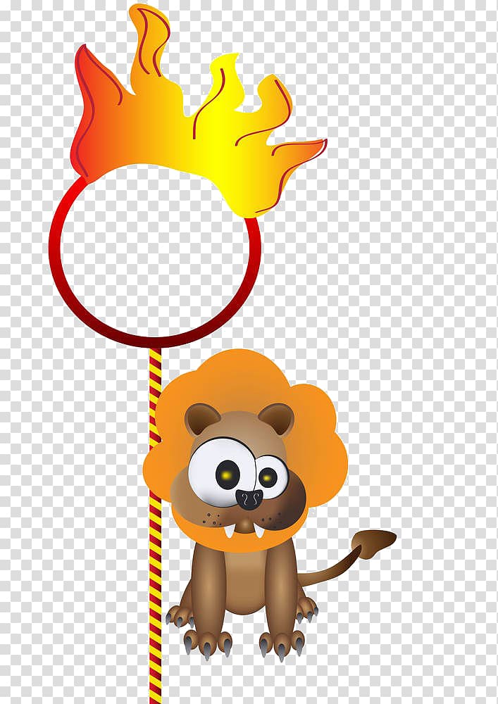 Circus Illustration, Cartoon lion torch transparent background PNG clipart