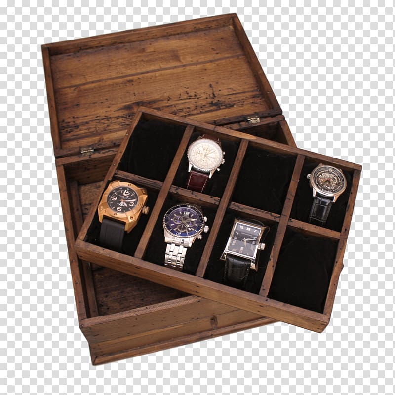 Box Watch Gift Jewellery Clock, men watch transparent background PNG clipart