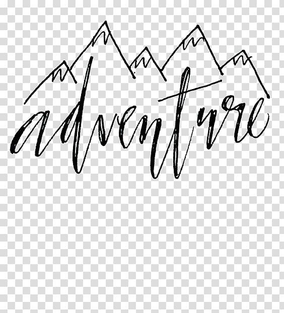 adventure with mountains lettering, Calligraphy Word Lettering Font, Mountains deductible elements transparent background PNG clipart