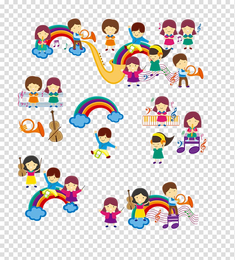 Childrens music Cartoon , Rainbow children transparent background PNG clipart