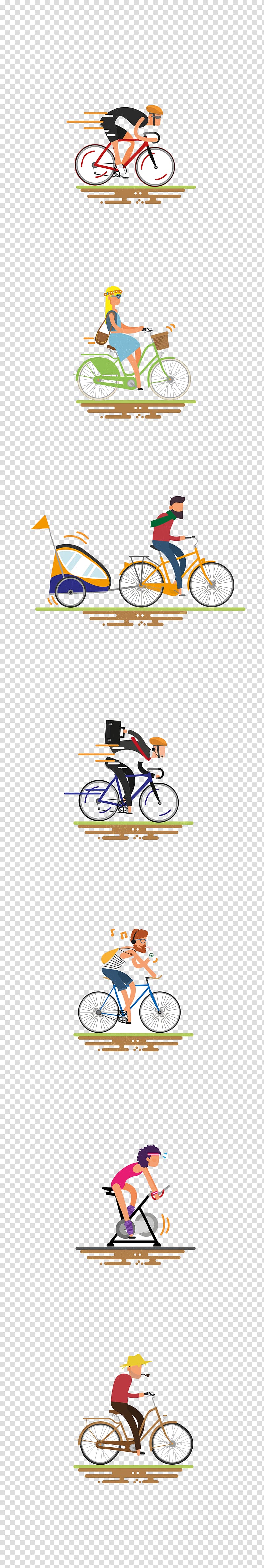 assorted-color bikes collage, Bicycle Cartoon , Bike rider transparent background PNG clipart
