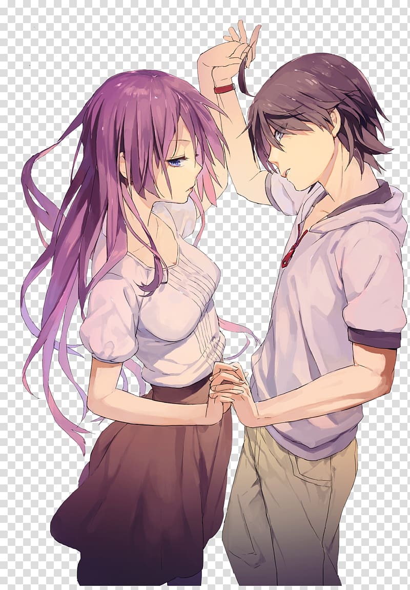 Anime Drawing Art Monogatari Series, anime couple transparent background PNG clipart