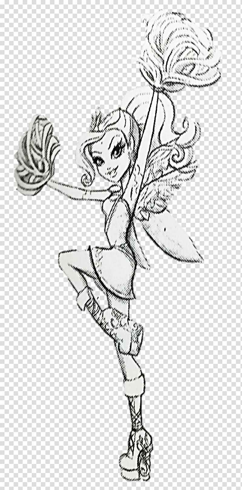 Ever After High Rapunzel Cheshire Cat Fairy godmother Sketch, sleeping beauty transparent background PNG clipart