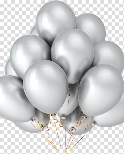 Balloon Metallic color Silver Birthday Party, balloon transparent background PNG clipart