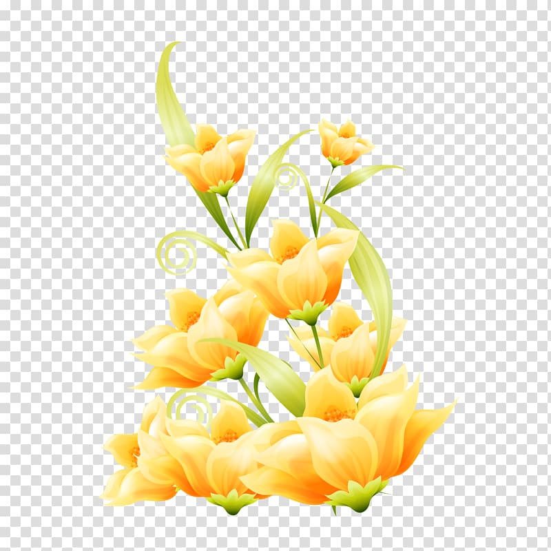 Yellow Flower Illustration, With wedding decoration transparent background PNG clipart