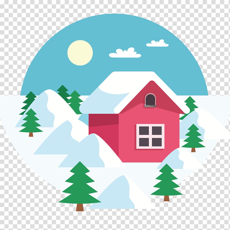 Daxue Winter , Winter red house transparent background PNG clipart