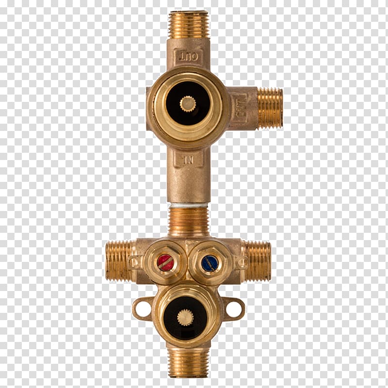 Brass Thermostatic mixing valve Tap Shower Plumbing, Brass transparent background PNG clipart