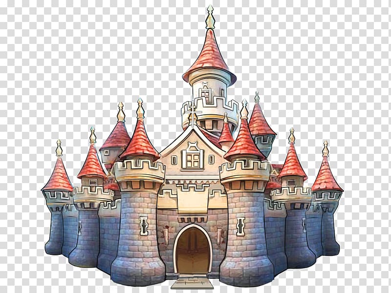 white and red castle drawing, Castle Painting, Hand-painted cartoon castle transparent background PNG clipart
