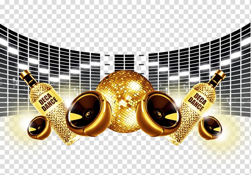 gold speaker and deca dance , Musical theatre , Stage musical elements transparent background PNG clipart