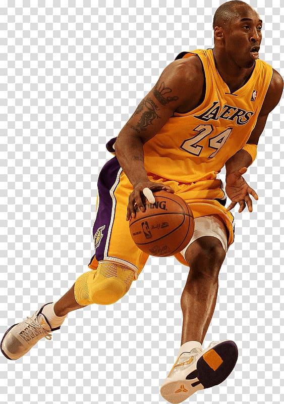 Kobe Bryant running with basketball while wearing Los Angeles Lakers jersey, Kobe Bryant Fast Dribbling transparent background PNG clipart