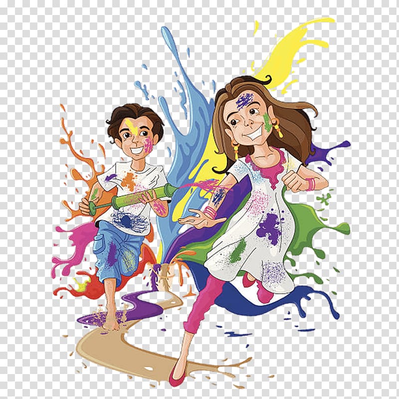 Indian Festival, Holi Celebration with Kids. Stock Illustration -  Illustration of card, hindi: 50324504