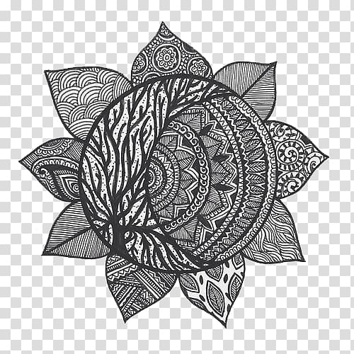 Mandala Tattoo Drawing Henna Mehndi, henna transparent background PNG clipart