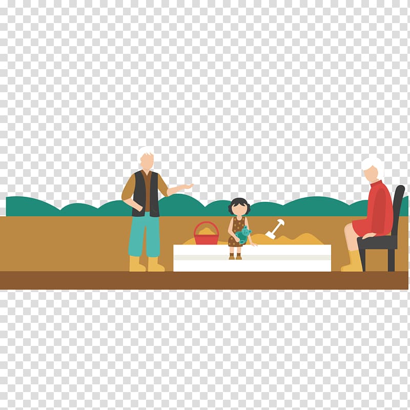 Grandparent Illustration, Accompany granddaughter playing with sand grandparents transparent background PNG clipart
