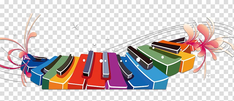 Piano Keyboard Graphic design, Dazzling color cartoon piano keyboard transparent background PNG clipart