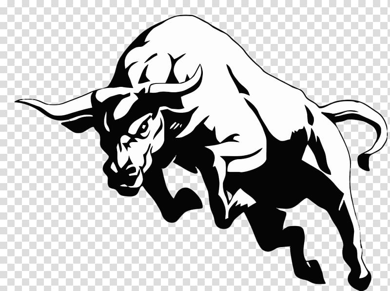 white and black bull illustration, Charging Bull Drawing , bull transparent background PNG clipart