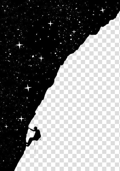 man climbing illustration, Negative space Art Positive Illustration, Creative Illustration, stars and rock climbing transparent background PNG clipart