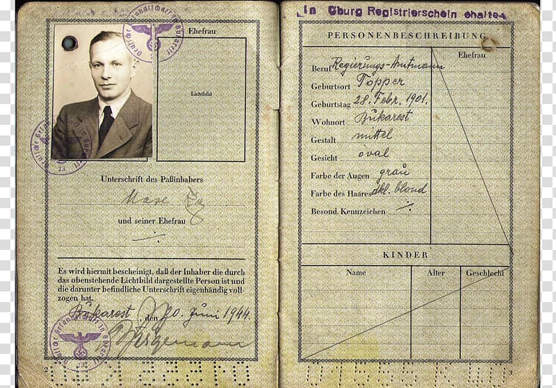 Identity document Nazi Germany Second World War German passport, passport transparent background PNG clipart