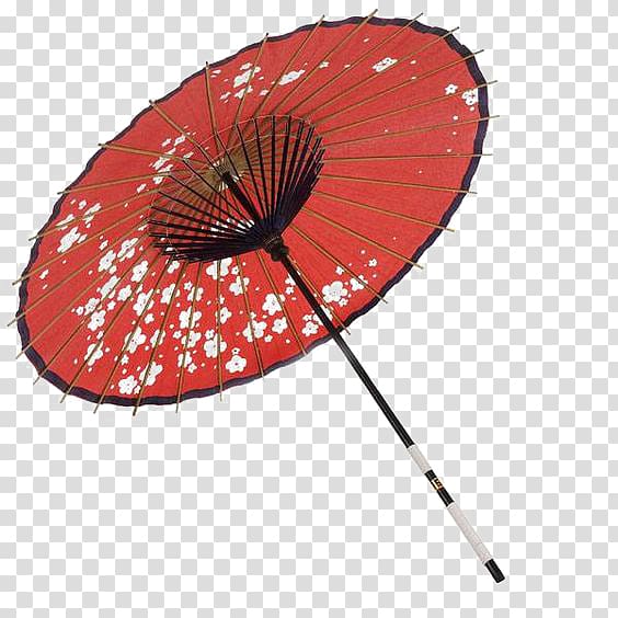 red and white floral oil paper umbrella , Oil-paper umbrella Oil-paper umbrella Auringonvarjo Japan, Chinese wind fold umbrella transparent background PNG clipart