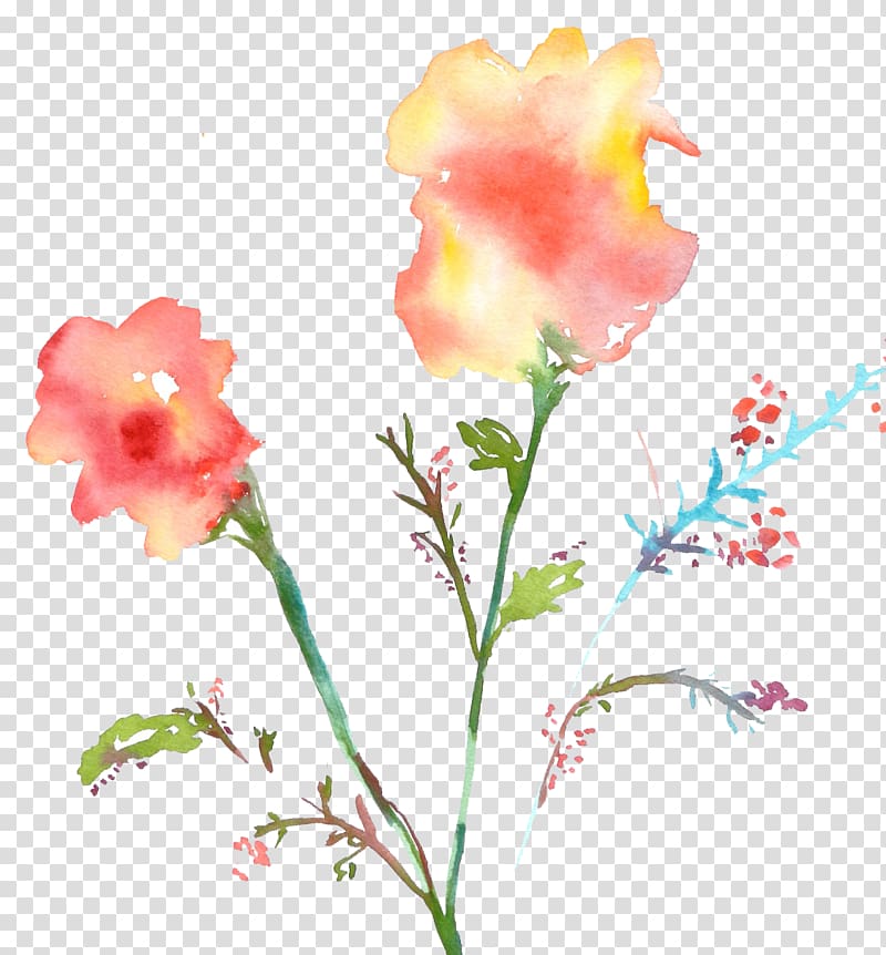 Watercolor painting Watercolour Flowers Art, watercolor leaves transparent background PNG clipart