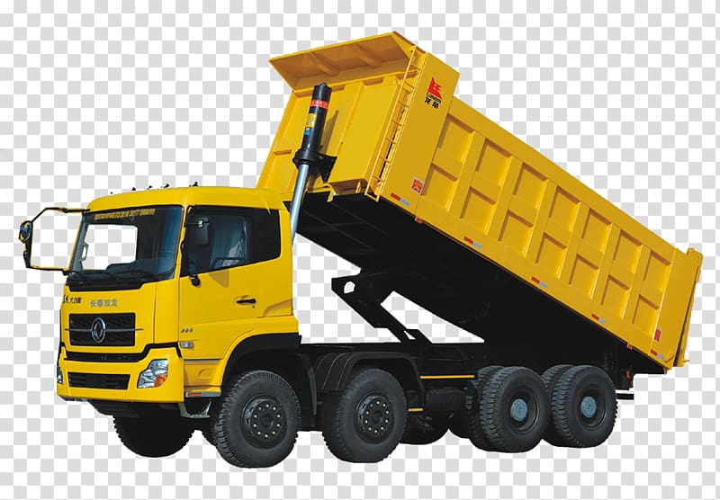 yellow dump truck, Ford Cargo Dump truck Six-wheel drive, Dump Truck transparent background PNG clipart
