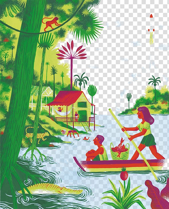 Illustrator Graphic Designer Illustration, Forest Creek Boating transparent background PNG clipart