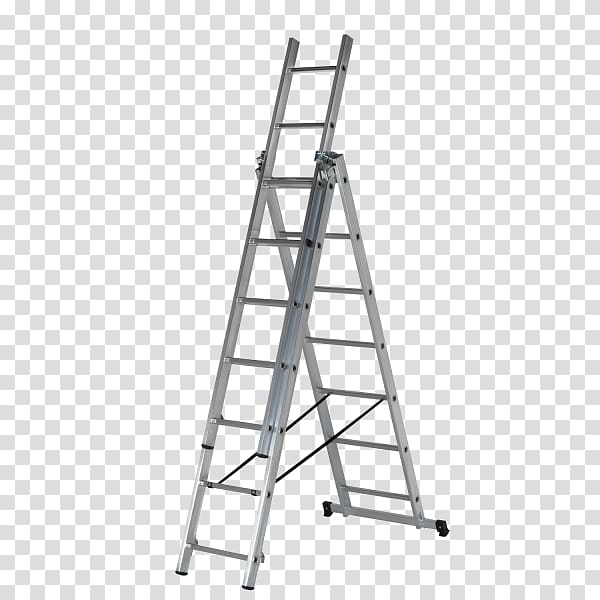 Combi Ladder 3 Section Capacity 150kg Rungs and Hailo Combined Sections Aluminium stair 2 Combi Scaffolding Aluminium Operating Height (max.): 2.75 M Hailo ProfiStep, ladder transparent background PNG clipart
